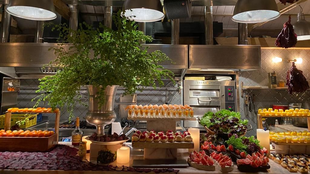 Food displayed near the restaurant kitchen in the reservation gallery.